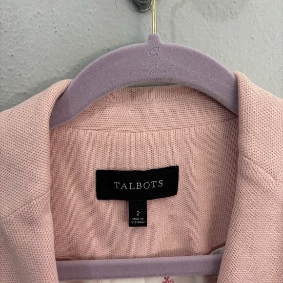 Talbots Aberdeen Knit Blazer Lined Gold Buttons Pink Women 2 - Picture 3 of 10